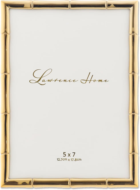 Lawrence Frames 5" W x 7" H Gold Metal Picture Frame with Bamboo Design (712257)...