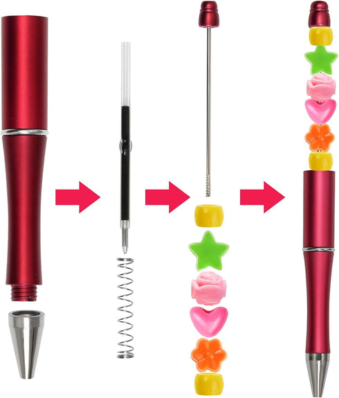 50Pcs Beadable Pens Plastic Bead Pen Black Ink Ballpoint Pens Diy Pens Cute Cool Pens for Journaling Students Teacher Bridal Graduation Gift Offic...