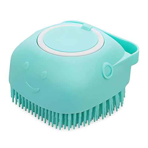 Pet Brush and Shampoo Dispensing Tool for Dogs and Cats - 2-in-1 Deshedding Tool with Soft Silicone Bristles - Cute Animal Design, Massager and Ex...