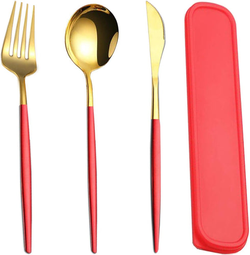 Reusable Utensils Set With Case, Reusable Travel Flatware?Travel Silverware Set With Case ?Reusable Travel Flatware For Home Office School Camping...