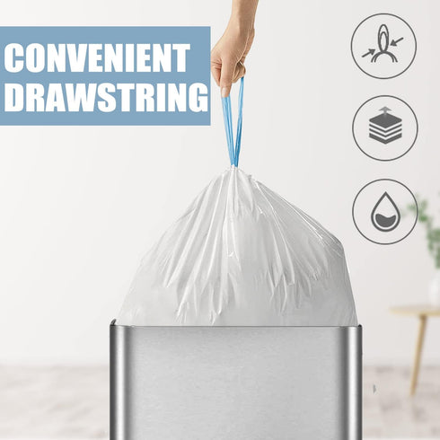 Small Trash Bags 4 Gallon - Drawstring 4 Gallon Trash Bag, Tear-Free 4 Gal Small Garbage Bags, Separated Unscented White Small Trash Bags Bathroom...
