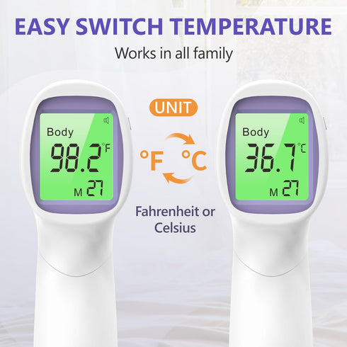 No-Touch Forehead Thermometer for Adults and Kids, Digital Thermometer with Fever Alarm, 3 Backlit and 32 Memories Fast Accurate Results, Easy for...