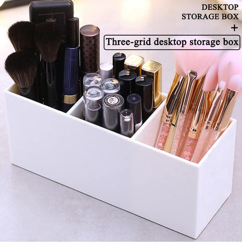 AKOAK 1 Pack Black and White Three Grid desktop Storage Box, Girl Makeup Brush Lipstick Eyebrow Pencil Display Stand, Office Pen Holder, Dressing ...