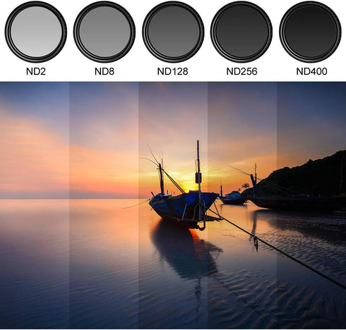 37mm ND Filter Slim Variable ND Neutral Density Filter Adjustable ND Fader ND2-ND400 Lens Filter for Canon Nikon Sony Pentax Olympus Fuji DSLR Cam...