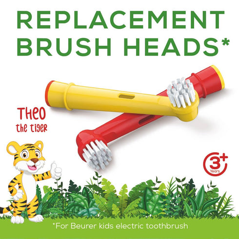 Beurer TB10 Kids Electric Toothbrush Replacement Brush Heads Only - 2 Pack - Theo The Tiger...
