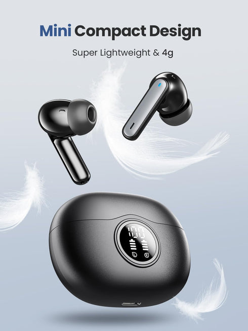 Bluetooth Headphones 5.3 Stereo Wireless Earbuds, 50 Hours of Playback with LED Display in-Ear Ear Buds with 4 Microphones IPX7 Waterproof Earphon...