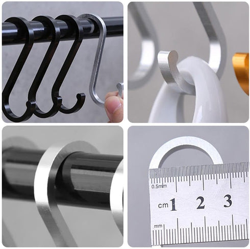 5 Pcs Black S-Shaped Hooks,Space Aluminum S Hook Multifunctional Hanging Hook Clasp Holder for Kitchen Bedroom Utility Hooks, Industrial Hooks Har...