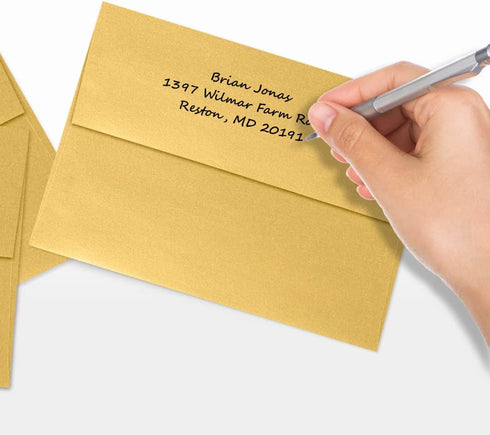 LUXPaper A7 Invitation Envelopes | Peel & Press | 5 1/4" x 7 1/4" | Gold Metallic | 80lb. Text | 50 Qty...