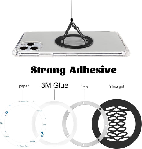 Phone Grip Strap Holder Silicone Cell Phone Gripper for Back of Phone Finger Holder for Hand, Compatible with iPhone, Samsung, Android Smart Phone...