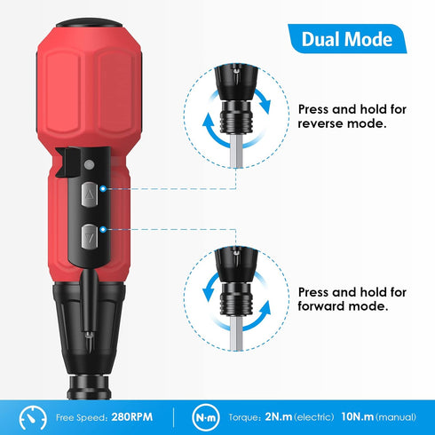 AMIR Cordless Screwdriver, Rechargeable Electric Screwdriver Sets, Portable Automatic Home Repair Tool Kit with USB Cable and LED Lights, Red...