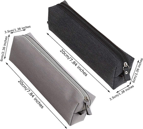 Enyuwlcm Fabric Stationery Stylish Simple Pencil Bag Small Square Waterproof Pencil Case Black and Gray 2 Pack...