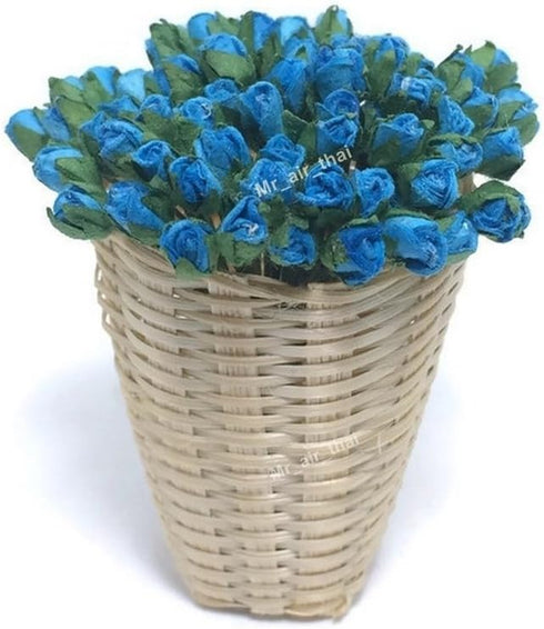 1 Bundle of 50 Blue Tiny Rose Mulberry Paper Flower Scrapbook Craft 5mm Card Wedding Dollhouse S-265...