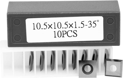 10.5mm Square Tungsten Carbide Replacement Cutter Inserts 10.5x10.5x1.5mm with Screws Replacement for Woodworking Fits Spiral Helical Planer Cutte...