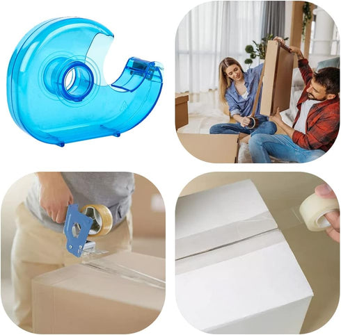 Small Tape Dispenser Desk Portable Adhesive Roll Holder Transparent on Refillable Hand Dispenser for Adhesive Tape Office Home(Random Color)...