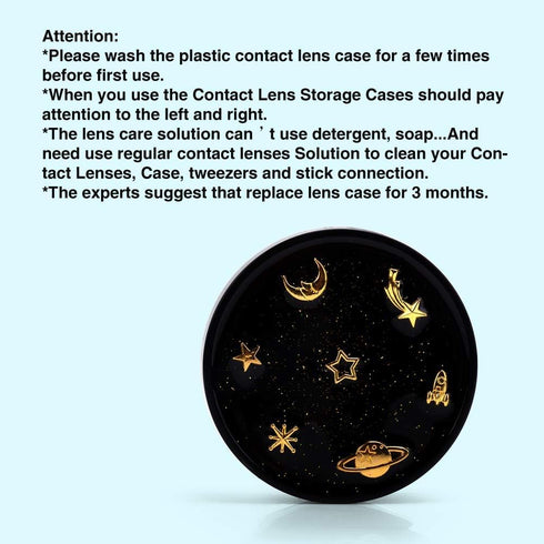 Contact Lens Case, Cute Moon And Stars Contact Holder Cases Kit with Lenses Remover Tool Tweezers Mirror Solution Bottle Portable Contacts Contain...
