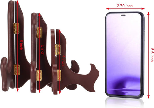 Tatuo 4 Packs Wooden Display Stand Plate Holder Easels (4 Inch, Red)...