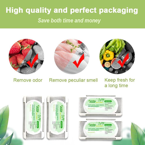 4Packs Refrigerator Deodorizer(60g Each Pack)? Fonday Odor Eliminator for Fridges Freezers Coolers & Lunch Boxes, Bamboo Activated Charcoal Fridge...