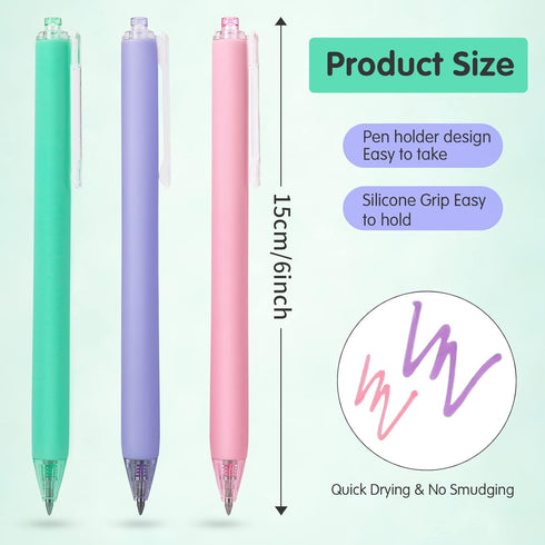 Ddaowanx Colored Gel Pens, 6 Colors Retractable Gel Ink Pens, Pastel Retractable Pretty Journaling Pens, Medium Point 0.7 mm Gift Pens,Cute Highli...