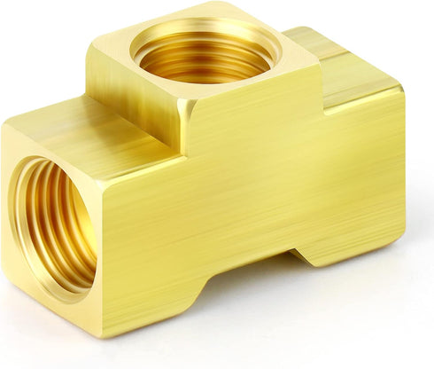 GASHER 2PCS Brass Brake Line Tee Fittings 7/16"-24 Threads Inverted Flare Female Union for Fuel/AIR/Lquid/Gas...