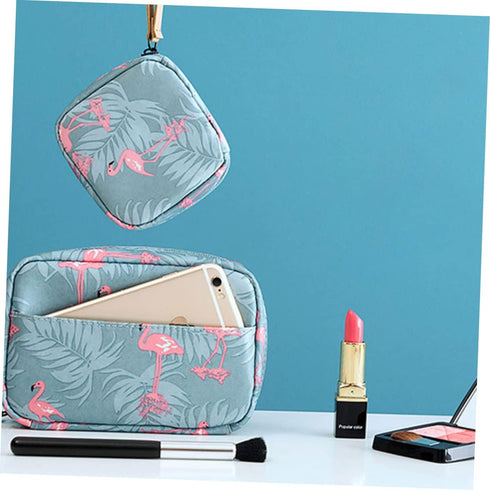 Beavorty Canvas Wallet for Women Cosmetic Bag Womans Wallets Flamingo Makeup Bag Small Makeup Bag Mini Cosmetic Bag for Women Girls Water Proof Sk...