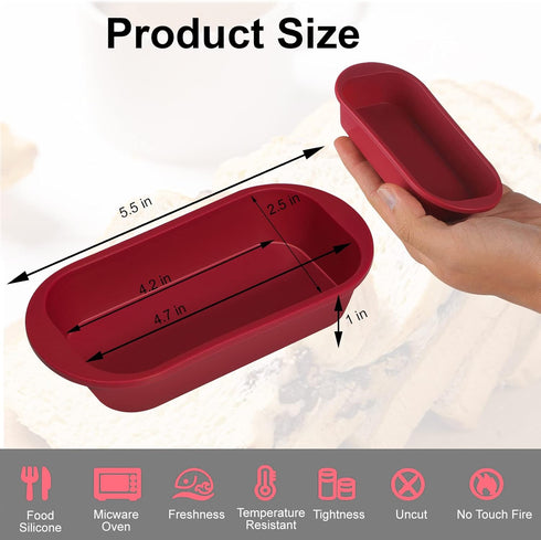 Silicone Mini Loaf Pan Set of 6, Non-stick Easy Release Rectangle Mini Bread Pan, Hot Dog Buns Mold, Flexible BPA Free Silicone Baking Mold for Ba...