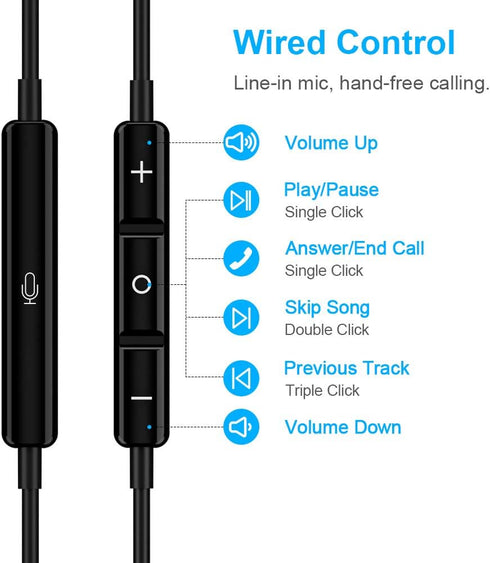 3.5mm Earbuds Noise Canceling Headphones with Microphone Magnetic in-Ear Wired 3.5mm Jack Earphone for Moto G Power Pure Google Pixel 4a 3a 5a Sam...