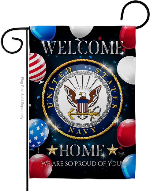 Breeze Decor Welcome Home Navy Garden Flag Armed Forces USN Seabee United State American Military Veteran Retire Official House Decoration Banner ...