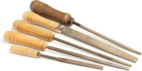 3pcs Wooden File Handle 4.25 Inch 5mm Round Hole Ergonomic Handles with Metal Collar for 8" Metal Files...