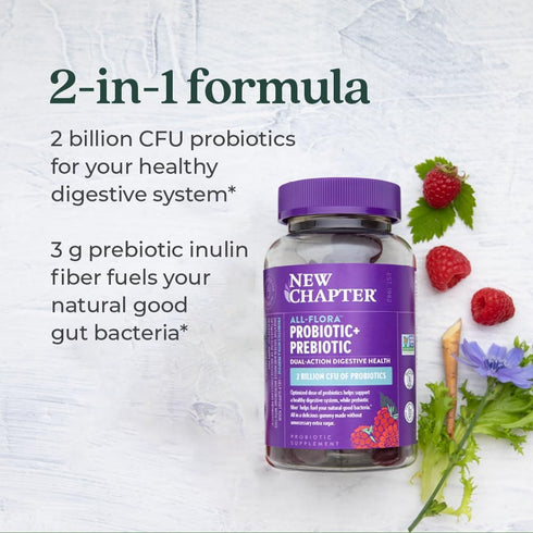 New Chapter Probiotic Gummies for Women and Men, All-Flora (1 Month Supply) – 55% Less Sugar+, Formulated for Holistic Gut Health Support with Pro...