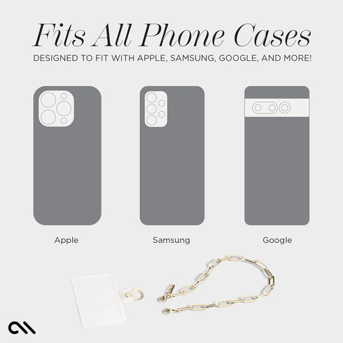 Case-Mate Phone Charm with Gold Metal Chain | Detachable Anti Theft Phone Strap | Hands-Free iPhone Wrist Strap for Women | Phone Chain Wristlet -...