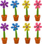 Maydahui 8PCS Flower Ballpoint Pens with Plant Pot Stand on Desk Set Cute Creative Design Colorful for Student Party Valentine's Day(Black and Blu...