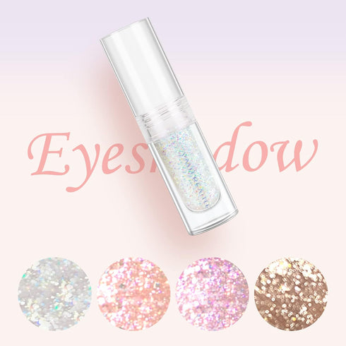 Liquid Glitter Eyeshadow, Pigmented, Long Lasting, Quick Drying, Easy to Apply, Loose Glitter Glue for Eye Crystals Makeup (Transparent Flashing C...
