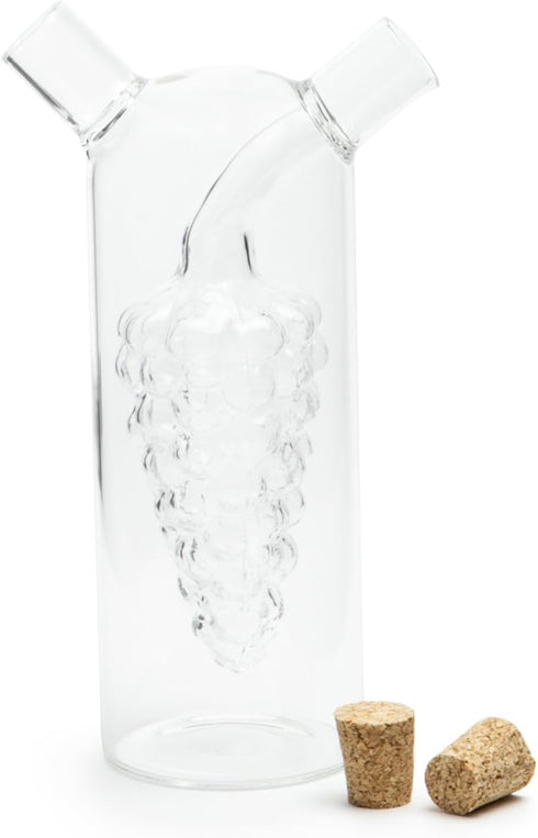 Fox Run 7050 Run Grape Motif Oil and Vinegar Cruet Dispenser Bottle, Clear Borosilicate Glass...