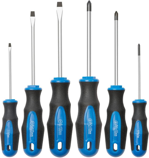 6PCS Magnetic Tip Screwdriver Set, 3 Phillips and 3 Flat, Professional Cushion Grip | 6-Piece Hand Tools Set...