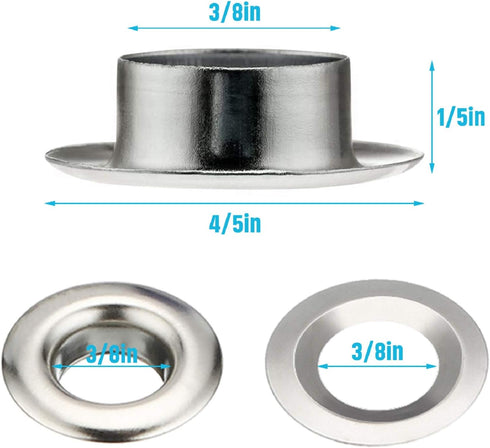 Grommet Eyelets Tool Kit, Grommet Setting Tool and 100 Sets Grommets Eyelets with Storage Box (3/8 Inch Inside Diameter)...