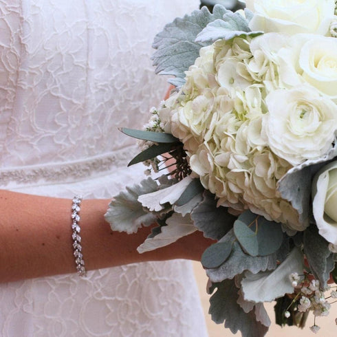 EVER FAITH Glamorous Cubic Zircon Wedding 2 Layers Small Leaf Roman Tennis Bracelet for Brides...