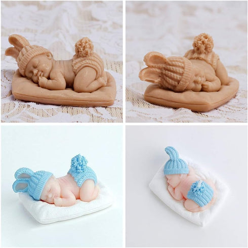 2Pcs 3D Sleeping Baby Silicone Chocolate Candy Fondant Mold Handmade Soap Candle Mold Baby Shower Party 1st Birthday Party Cake Topper Decoration ...
