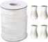 Vtete 1.8 mm × 100 Yards/Roll White Braided Lift Shade Cord + 4 Pcs White Wood Pendant for Aluminum Blinds Windows, Roman Shade Repair, Gardening ...