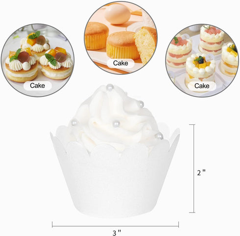 KPOSIYA Set of 100 Artistic Bake Cake Cups Filigree Little Vine Lace Laser Cut Cupcake Wrapper Liner Baking Cup Muffin CaseTrays for Wedding Birth...