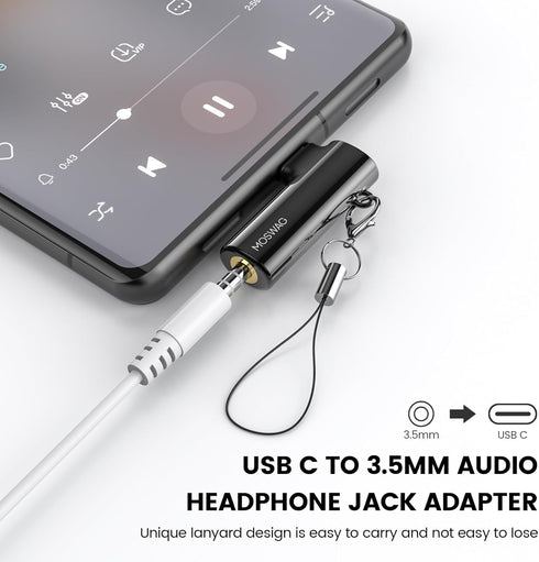 MOSWAG USB C to 3.5mm Jack USB C Headphones Adapter Right Angle Type USB C to AUX Jack Adapter Audio Dongle Zinc Alloy Headphone Adapter Compatibl...