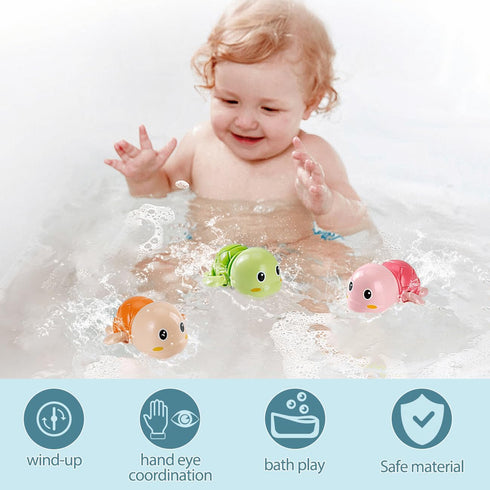 Bath Toys - Baby Water Toys for Toddlers 1-3 - Kids Pool Floating Toys for 1 Year Old Girl Boy Gifts - Wind Up Swimming Turtle Infant Bathtub Toys...