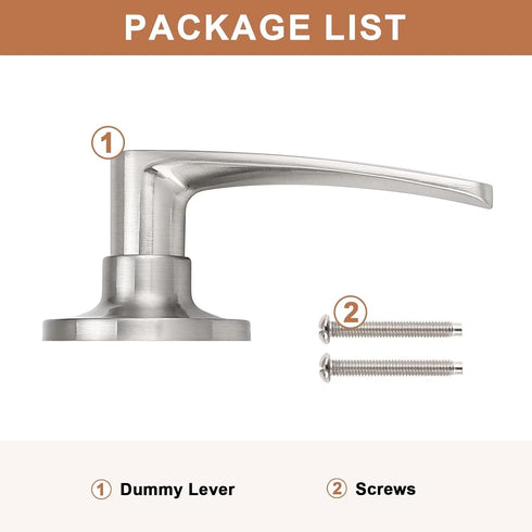 Probrico (1 Pack Door Hardware Dummy Lever Door Handles for Closets,Single Side Individual Door Lever in Satin Nickel...
