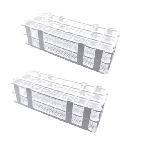 Plastic Test Tube Rack 2 Pack 24 Holes Lab Test Tube Rack Holder for 25mm and Below The Test Tubes, Detachable, White...