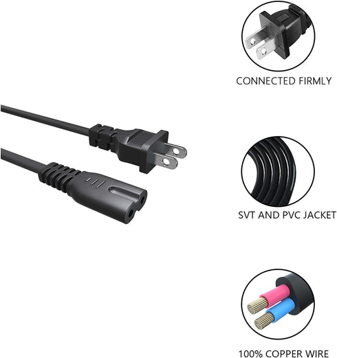 AC Power Cord for HP Envy 5055 4520 4500 4501 5660 5530 5535 5540 5640 7640 7645 100 110 120 Envy Photo 6255 7155 Replacement Printer Cable 2 Pron...
