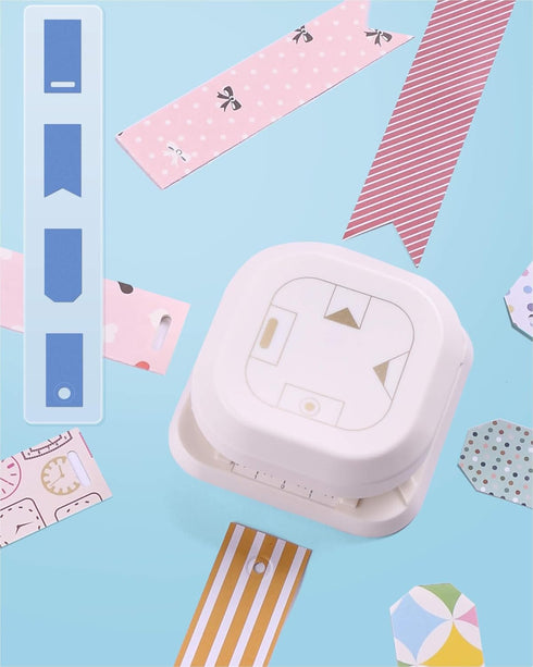 Hole Puncher and Corner Cutter, 4 in 1 with One Oval & Fish Eye Hole, Dovetail & Bevelled Angle Paper Hole Punch for Kids Paper Crafts, Scrapbooki...