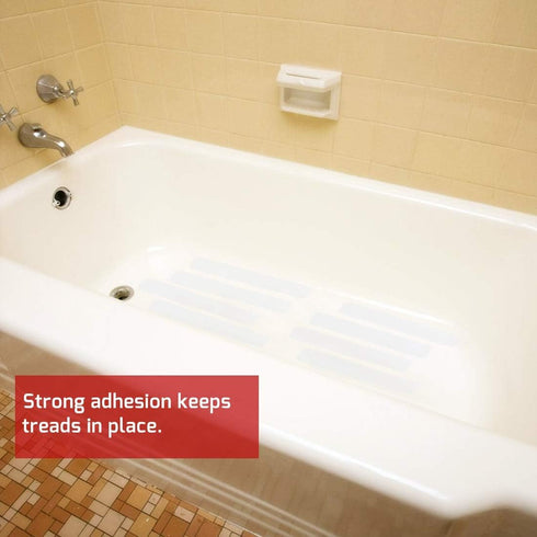 Anti Slip Tape Bath Safety Strips, 8pcs Clear Self-Adhesive Non Slip Stickers Non Skid Tread for BathTubs & Shower, 2 inch x 12 inch Rounded Corne...