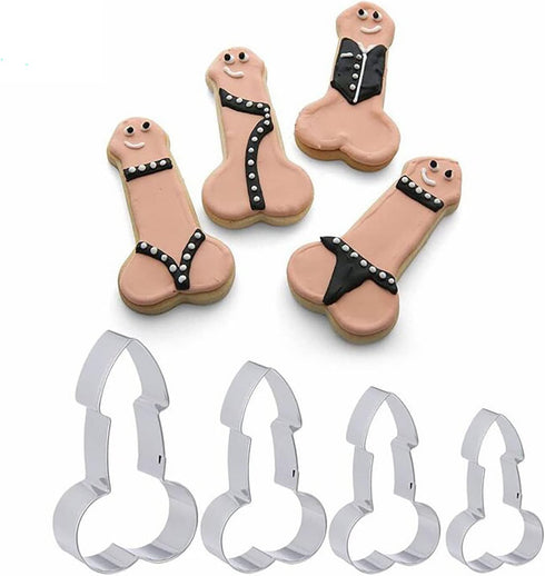 4-Piece Set of Creative Cookie Cutters?Cookie Baking Molds DIY Funny Stainless Steel Biscuits Molds Kitchen Supplies (Z-02), LARGE...