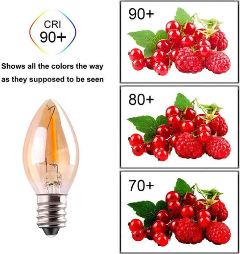 C7 LED Night Light Bulb, Classical Edison Style E12 Candle Base, 0.5 Watts LED Filament Bulb, Sign Light Replacement Bulb, 4W 5W Equivalent, Ultra...