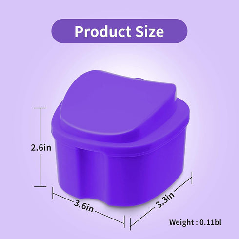 Denture Soaking Cup Dental Retainer Case Cleaning with Strainer Basket, Orthodontic Bath Box Mouthguard Storage Holder - Purple...