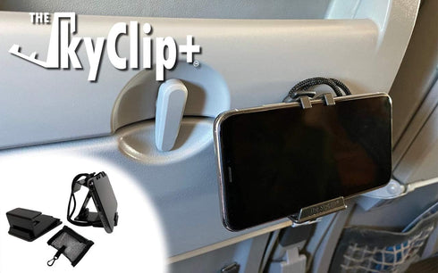 The SkyClip+ Phone & Tablet Holder for Air Travel, Home and Office Use - Inflight Phone Mount & Stand Compatible with iPhone, Android, Kindle and ...